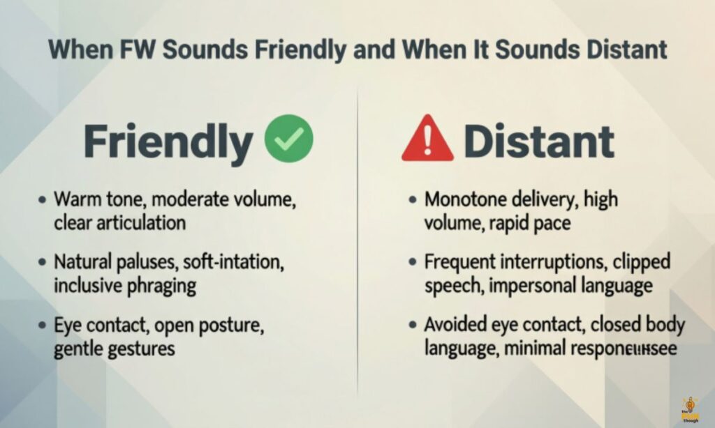 When FW Sounds Friendly and When It Sounds Distant